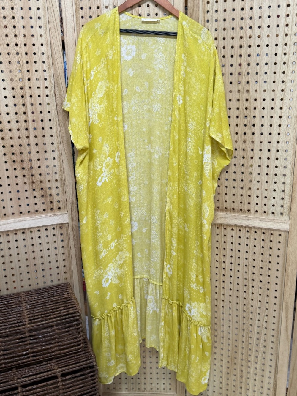 Ces Femme Yellow Floral Kimono Duster Boho Plus Size Oversized